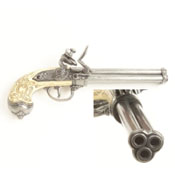 Italian 3 Barrel Flintlock Non firing Replica-Gray