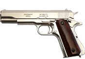 Replica M1911A1 Government Automatic Pistol Non-Firing Gun Nickel Finish, Wood Grips