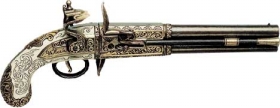 English Double Barrel Pistol